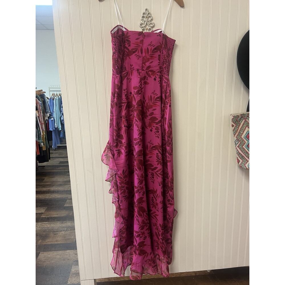 NWT Amanda Uprichard Eden Gown In Ella Print Floral Ruffle Pink Size Medium - Picture 7 of 8